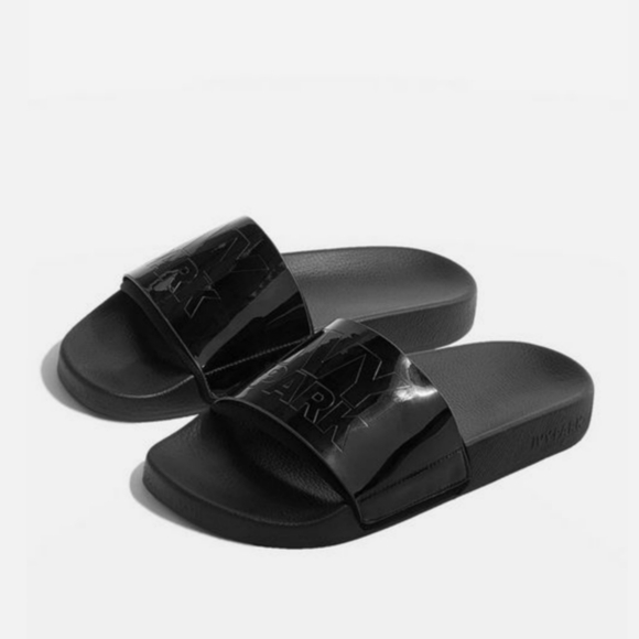 Ivy Park Beyonce Black Graphic Logo Slide Sandals - Picture 1 of 14